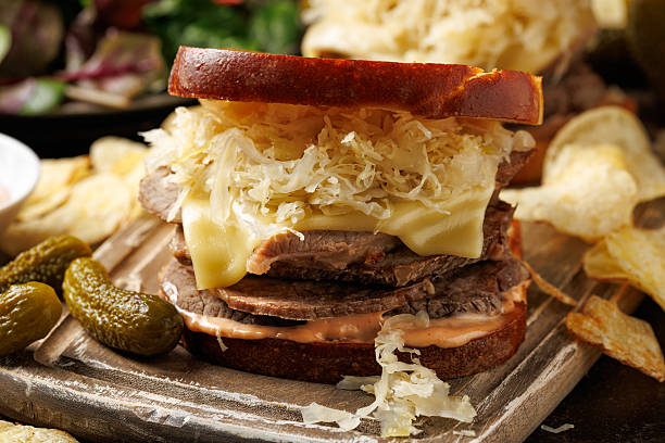 istock Reuben Sandwich with beef, cheese, sauerkraut and Russian dressing 2232384872