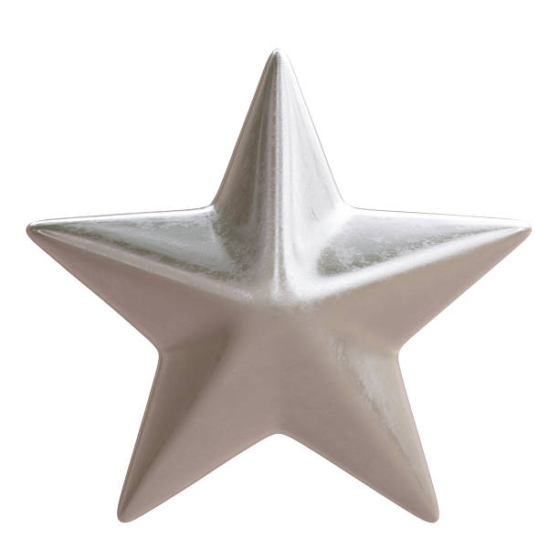 istock Silver star isolated on white. Christmas tree decoration 2232386441