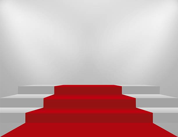 istock Staircase podium with red carpet and spotlight isolated on clean background perfect for award ceremony elegant presentation and VIP success event illustration. 2232386864