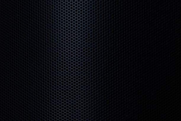 istock Black macro technology background,Speaker grille texture,Dark metallic carbon texture. Metal steel grid background. 2232390111