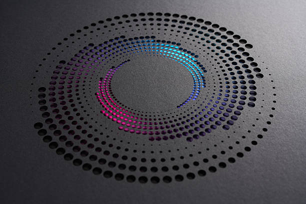 istock Geometric Spiral Paper Cutout on Black Background with Vivid Gradient Lighting 2232392710