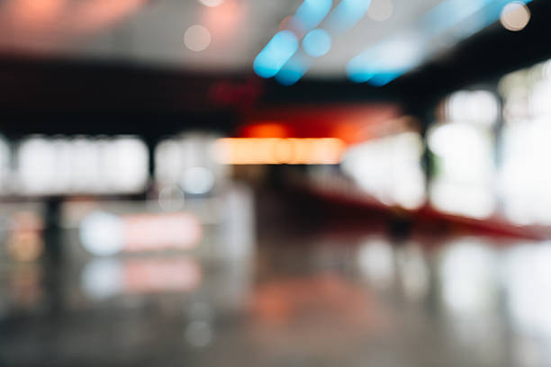 Blurry Abstract Background of Modern Interior with Colorful Lights and Soft Focus Effect in Urban Space