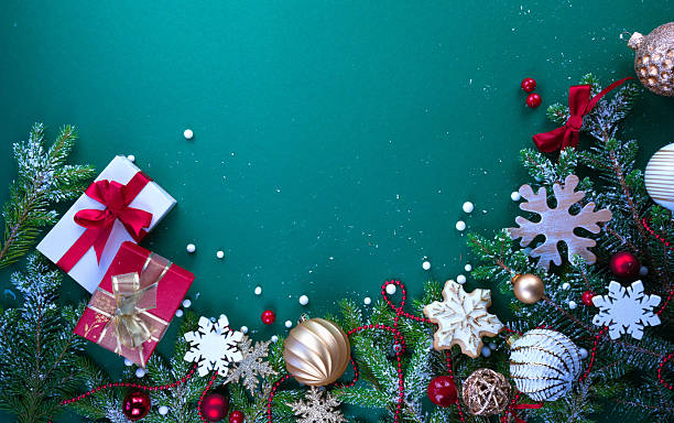 istock Original beautiful composition of objects on a New Year's theme with a place for text. 2232399042