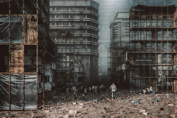 istock Man walking in abandoned city 2232400875
