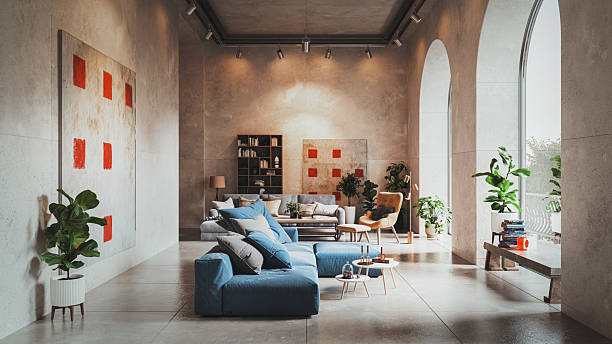 Modern living room with classic architecture