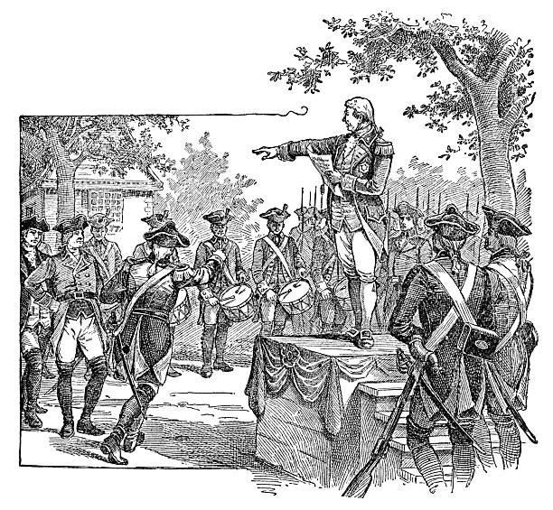 istock Captain Joseph Wadsworth and Militia Using Drums, Drowned Out Benjamin Fletcher and Nicholas Bayard’s Attempt to Usurp Hartford, Connecticut - 17th Century 2232401104