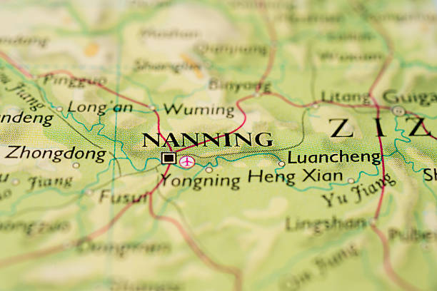 istock Detailed terrain map highlighting Nanning Guangxi China.. 2232404019