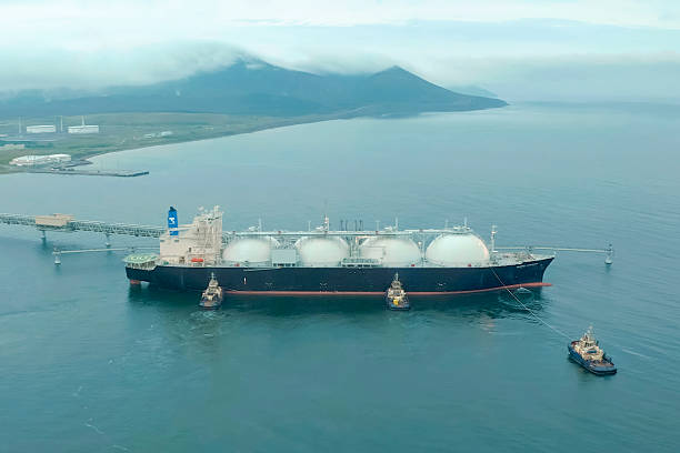 istock Tanker refueling with gas at LNG terminal. 2232404098