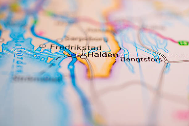 istock Close up macro of Halden area map.. 2232404236