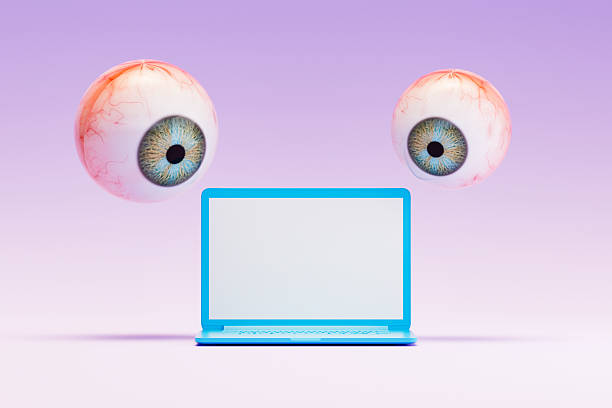 istock Eyeballs over Laptop, Cyber Security Background 2232404845