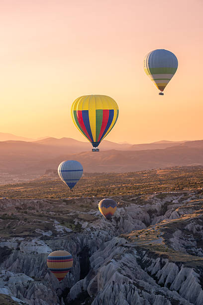Colorful hot air balloons flying over Cappadocia,Turkey