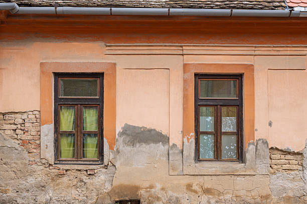 Sremski Karlovci, Backa District, Vojvodina, Serbia. Windows in an old building in Serbia.