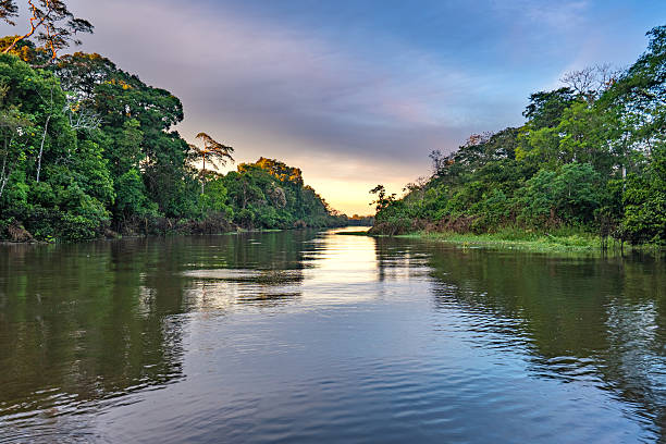 istock Dramatic Sunset Over the Beautiful Untamed Vast Amazon River and the Amazon Rainforest in the Tamshiyacu Tahuayo Regional Conservation Area Near Iquitos, Peru in South America. 2232421708