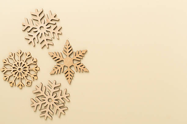 istock Beautiful snowflake on color background, top view 2232425684