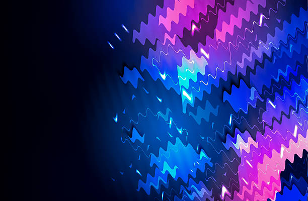 istock Modern abstract background with bright neon pink and blue wavy lines and digital light effects on a dark backdrop 2232426110