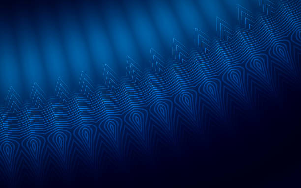 istock Dark blue abstract background with a futuristic pattern of glowing geometric lines and a flowing motion effect 2232427926