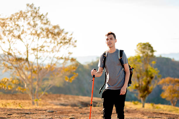 istock Man Hiking with Backpack and Trekking Pole 2232432452