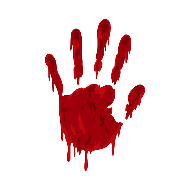 istock Realistic horror handprint with red dripping blood effect. Crime or Halloween themed vector 2232440323