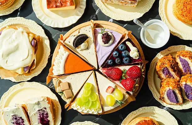 Assorted Cake Slices Displayed as Colorful Dessert Variety.