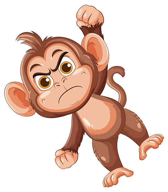istock Angry Cartoon Monkey Swinging with Raised Fist 2232446856