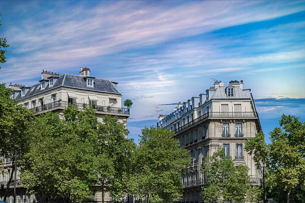 Paris, beautiful buildings in the 16e arrondissement, place Victor-Hugo, an upscale neighborhood