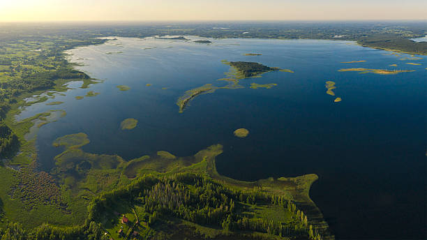 istock a large lake in a summer forest 2232449578