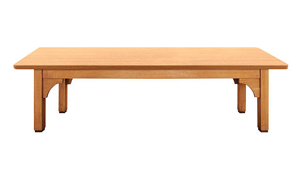 istock Smooth wooden table with four legs, isolated on white background. 2232459467