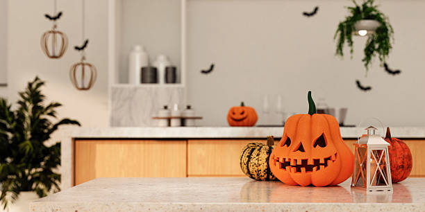 istock Halloween decoration with festive pumpkin and spooky atmosphere. 3D render illustration 2232477664