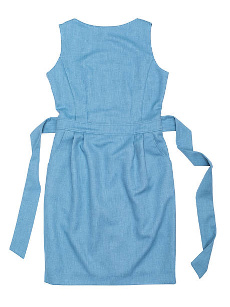 Light blue sleeveless dress, mid-length, isolated on white background