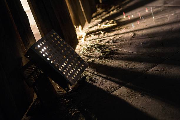 Light and Shadow Play in Dusty Attic Abstract Composition of Texture, and Architectural Elements.