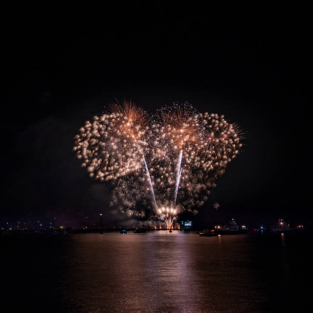 Summer fireworks over English Bay in Vancouver, Canada
