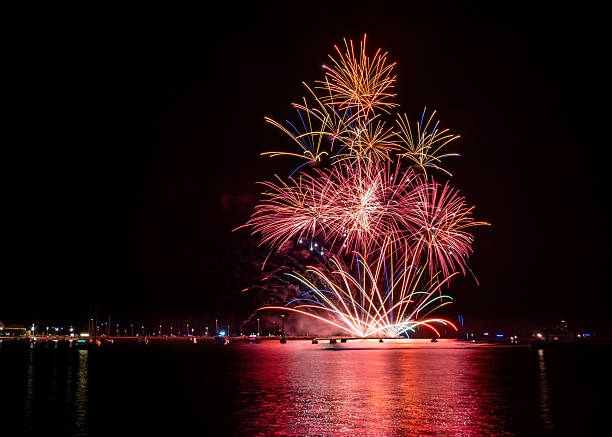 istock Fireworks From 1st Galaxy Fireworks Over The Water As Part Of The 2025 British Firework Championships Viewed From Queen Anne's Battery, Plymouth 2232487536