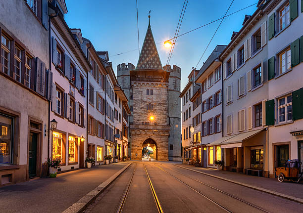 Basel, Switzerland. View of The Spalentor (Gate of Spalen) - part of medieval city walls of Basel