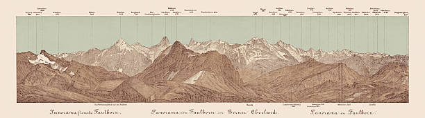 istock Panoramic view from Faulhorn, Bernese Oberland, Switzerland, lithograph, published 1893 2232492818