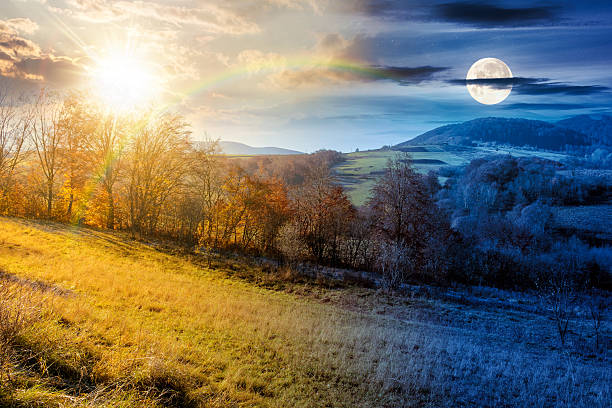 istock rural landscape on autumn equinox 2232497596