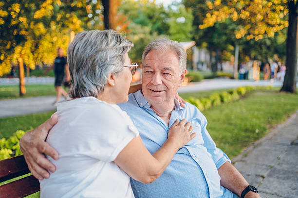 istock Senior couple enjoy in park 2232500227
