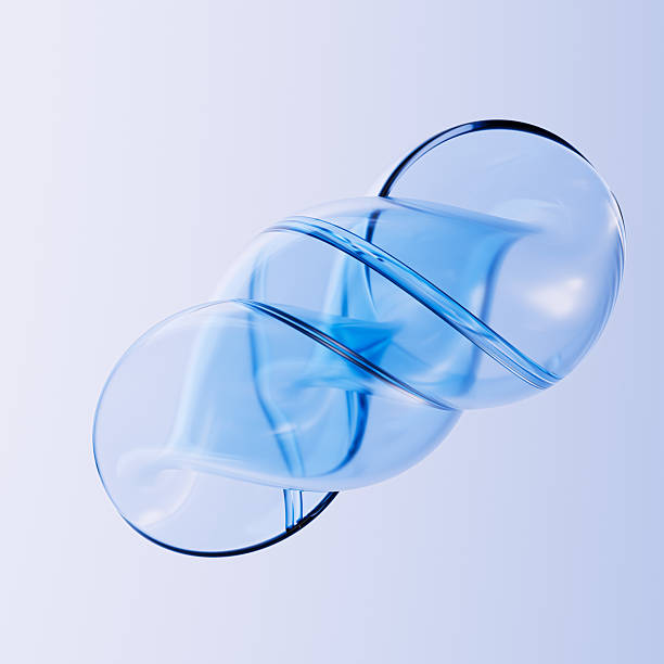 istock Bubble structure twisted blue glass or gel 3d rendering shape. Scientific and innovation cosmetic molecule formula background. 2232507657