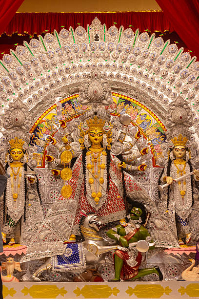 istock Idol of goddess durga in pandal during navrati 2232508074
