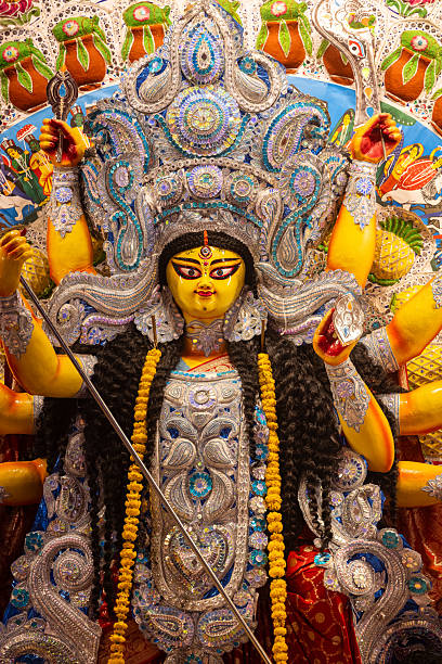 istock Idol of goddess durga in pandal during navrati 2232509643