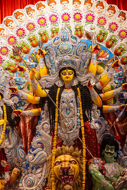istock Idol of goddess durga in pandal during navrati 2232509648