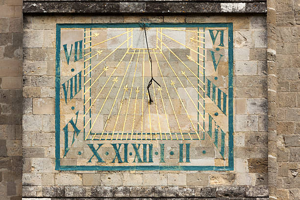 Close-up of the sundial on the historic Market Cross in the town of Shepton Mallet in Somerset, UK.
