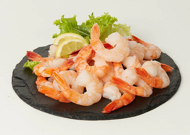 istock Shrimp in a stone plate isolated nature background with clipping path 2232518476