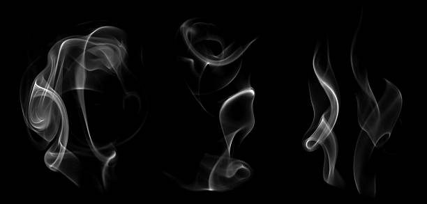 Abstract white smoke waves isolated on black background, symbolizing mystery, elegance, vapor, and design effect. Perfect for overlays, artistic backgrounds, fantasy themes, and creative projects.