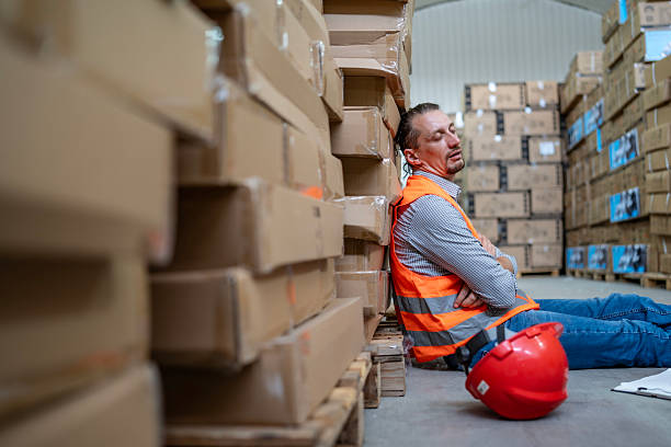 istock Warehouse Worker Resting Among Cardboard Boxes in a Busy Storage Area 2232528164