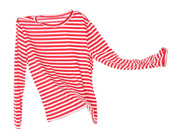 One striped long sleeve shirt in air isolated on white