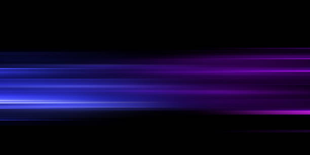 istock Abstract horizontal light effect on black background. Purple and blue lens flare. 2232540110