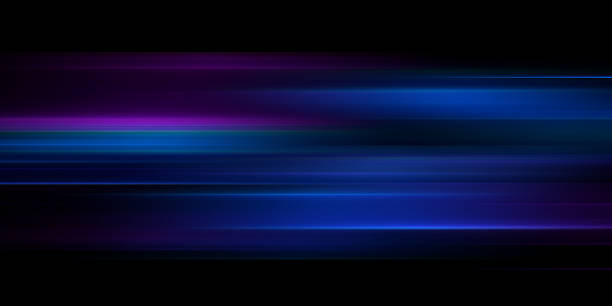 istock Abstract horizontal light effect on black background. Purple and blue lens flare. 2232540117