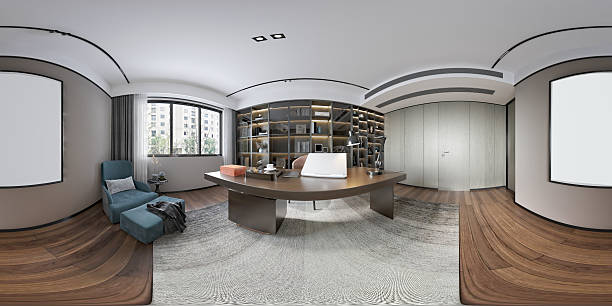 istock 360 degree view of working room, 3d render 2232543907