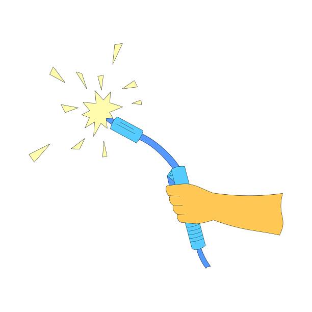 istock hand holding a welding torch. welder. welding expert. cutting. worker. construction. metal worker. vector illustration 2232545698