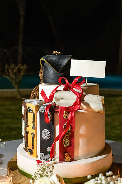 Graduation Cake Decorated With Academic Symbols